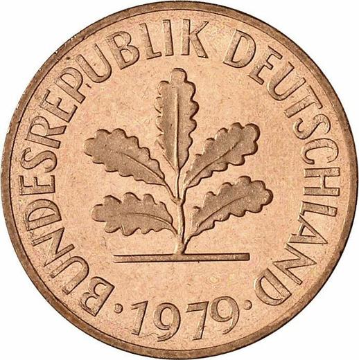 Реверс монеты - 2 пфеннига 1979 года J - цена  монеты - Германия, ФРГ