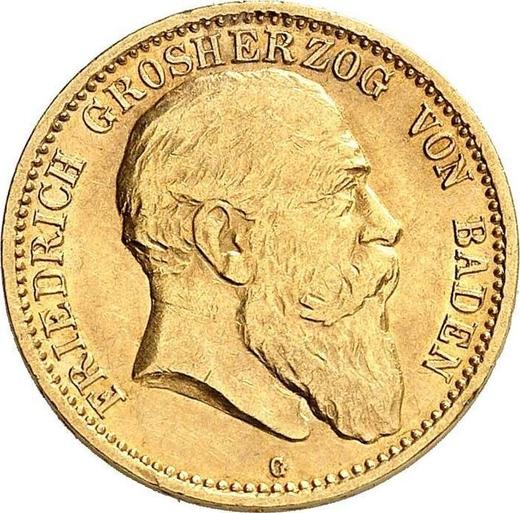 Аверс монеты - 10 марок 1905 года G "Баден" - цена золотой монеты - Германия, Германская Империя