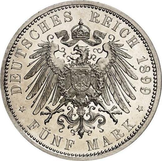 Реверс монеты - 5 марок 1899 года A "Гессен" - цена серебряной монеты - Германия, Германская Империя