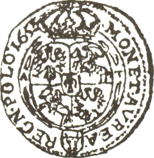 Rewers monety - Dukat 1653 AT "Popiersie w koronie" - cena złotej monety - Polska, Jan II Kazimierz