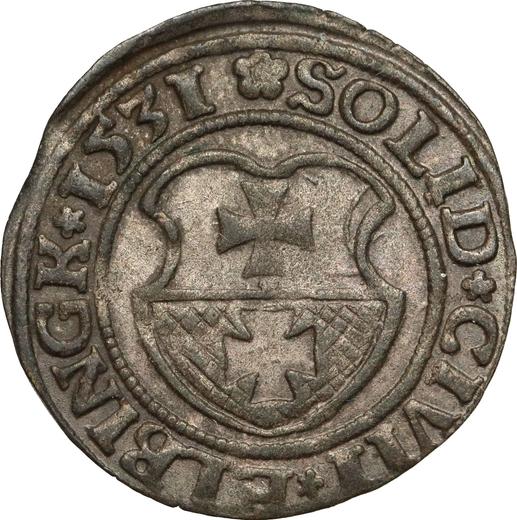 Аверс монеты - Шеляг 1531 года "Эльблонг" - цена серебряной монеты - Польша, Сигизмунд I Старый