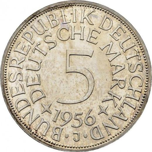 Аверс монеты - 5 марок 1956 года J - цена серебряной монеты - Германия, ФРГ