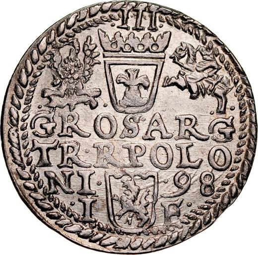 Rewers monety - Trojak 1598 IF "Mennica olkuska" - cena srebrnej monety - Polska, Zygmunt III