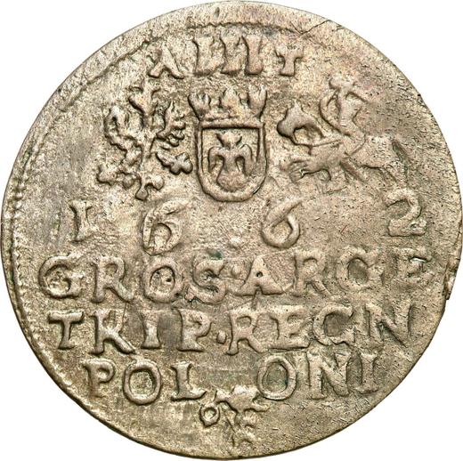 Rewers monety - Trojak 1662 AT "Typ 1661-1665" - cena srebrnej monety - Polska, Jan II Kazimierz