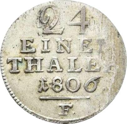 Реверс монеты - 1/24 талера 1806 года F - цена серебряной монеты - Гессен-Кассель, Вильгельм I