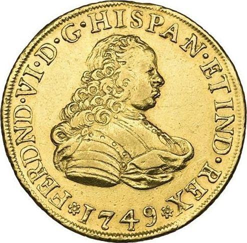 Аверс монеты - 4 эскудо 1749 года Mo MF - цена золотой монеты - Мексика, Фердинанд VI