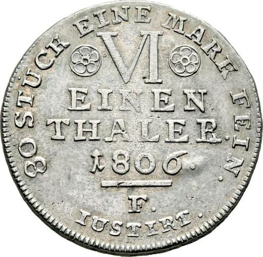 Реверс монеты - 1/6 талера 1806 года F - цена серебряной монеты - Гессен-Кассель, Вильгельм I