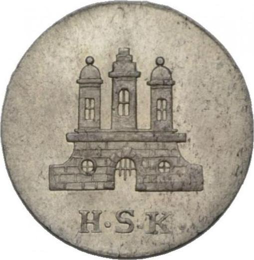 Аверс монеты - 1 шиллинг 1818 года H.S.K. - цена  монеты - Гамбург, Вольный город