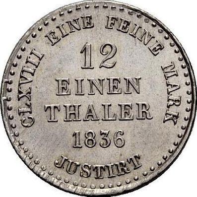 Reverso 1/12 tálero 1836 B - valor de la moneda de plata - Hannover, Guillermo IV
