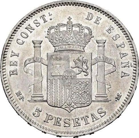 Revers 5 Pesetas 1889 MPM - Silbermünze Wert - Spanien, Alfons XIII