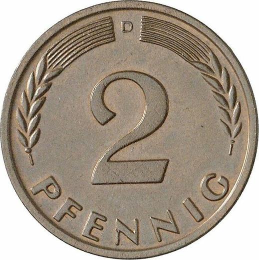 Аверс монеты - 2 пфеннига 1962 года D - цена  монеты - Германия, ФРГ