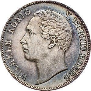Аверс монеты - Талер 1861 года - цена серебряной монеты - Вюртемберг, Вильгельм I