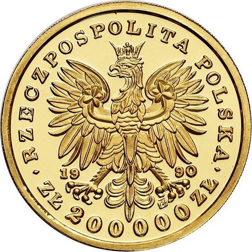 Awers monety - 200000 złotych 1990 "Fryderyk Chopin" - cena złotej monety - Polska, III RP przed denominacją