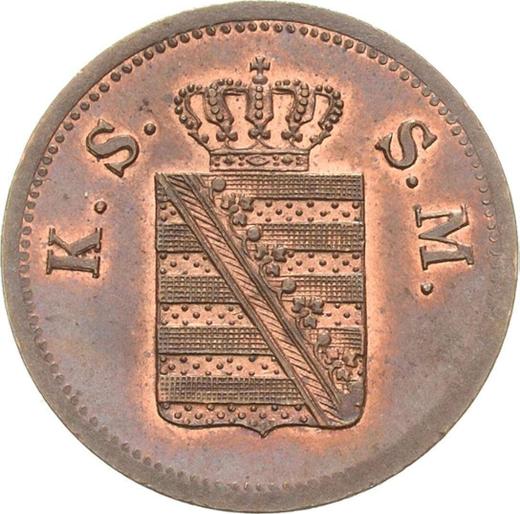 Аверс монеты - 2 пфеннига 1861 года B - цена  монеты - Саксония-Альбертина, Иоганн