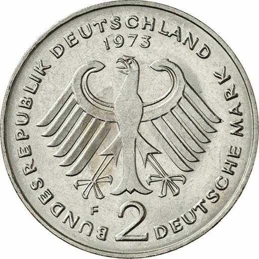 Reverso 2 marcos 1973 F "Theodor Heuss" - valor de la moneda  - Alemania, RFA