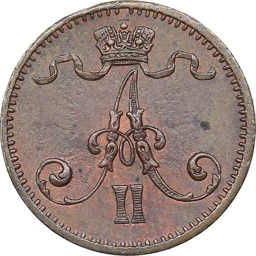 Аверс монеты - 1 пенни 1876 года - цена  монеты - Финляндия, Великое княжество
