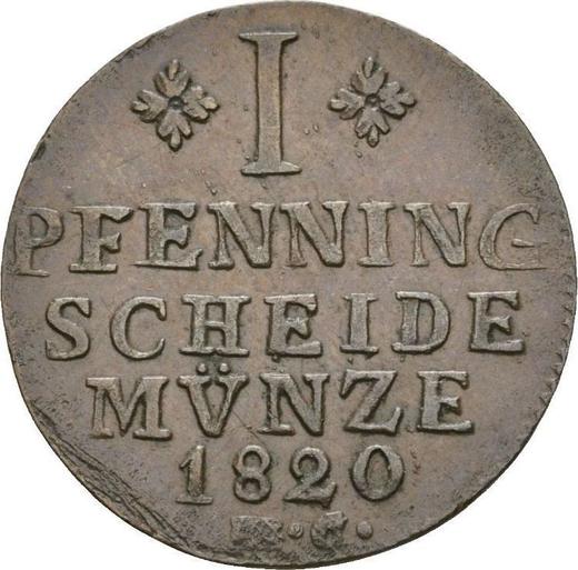 Реверс монеты - 1 пфенниг 1820 года MC - цена  монеты - Брауншвейг-Вольфенбюттель, Карл II