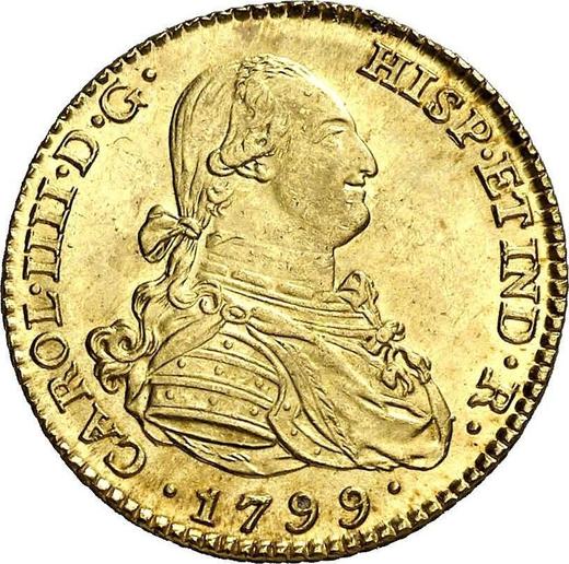 Obverse 2 Escudos 1799 M MF - Gold Coin Value - Spain, Charles IV