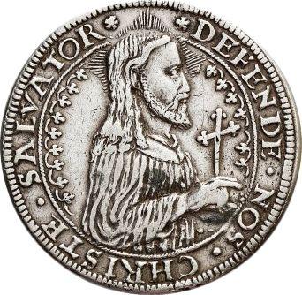 Аверс монеты - Талер 1577 года "Осада Гданьска" - цена серебряной монеты - Польша, Стефан Баторий