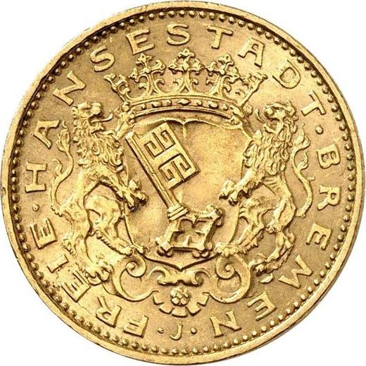 Аверс монеты - 20 марок 1906 года J "Бремен" - цена золотой монеты - Германия, Германская Империя