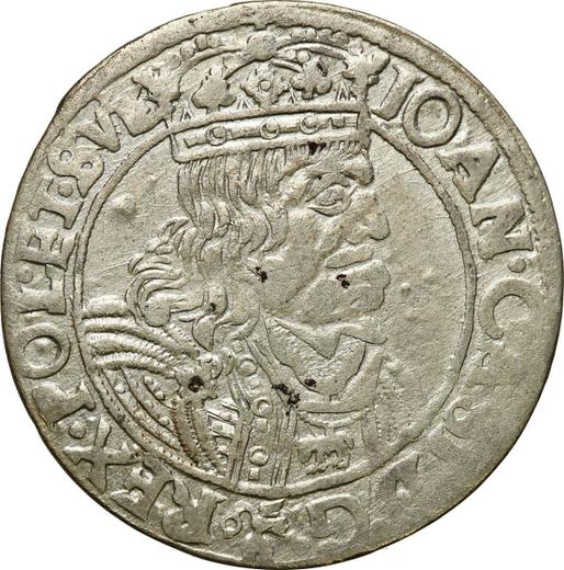 Аверс монеты - Шестак (6 грошей) 1661 года GBA "Портрет с обводкой" - цена серебряной монеты - Польша, Ян II Казимир