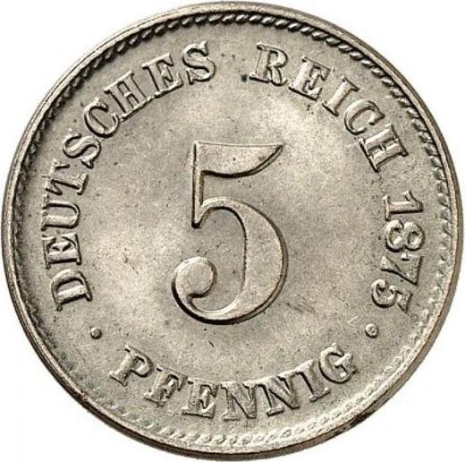 Аверс монеты - 5 пфеннигов 1875 года E "Тип 1874-1889" - цена  монеты - Германия, Германская Империя