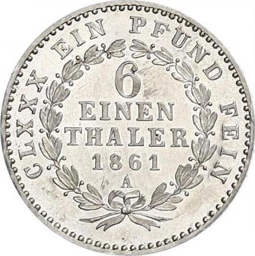 Rewers monety - 1/6 talara 1861 A - cena srebrnej monety - Anhalt-Bernburg, Aleksander Karol