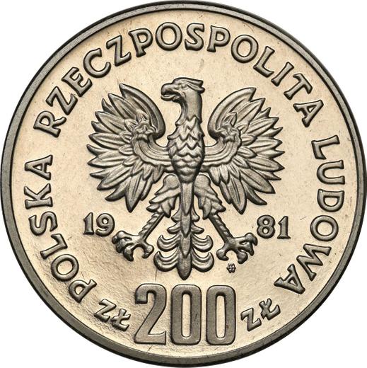 Аверс монеты - Пробные 200 злотых 1981 года MW "Болеслав II Смелый" Никель - цена  монеты - Польша, Народная Республика