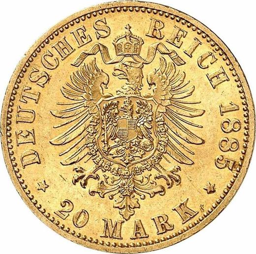 Reverso 20 marcos 1885 A "Prusia" - valor de la moneda de oro - Alemania, Imperio alemán