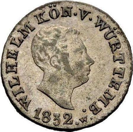 Anverso 1 Kreuzer 1832 W - valor de la moneda de plata - Wurtemberg, Guillermo I