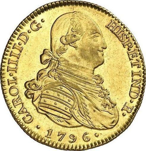 Avers 4 Escudos 1796 M MF - Goldmünze Wert - Spanien, Karl IV