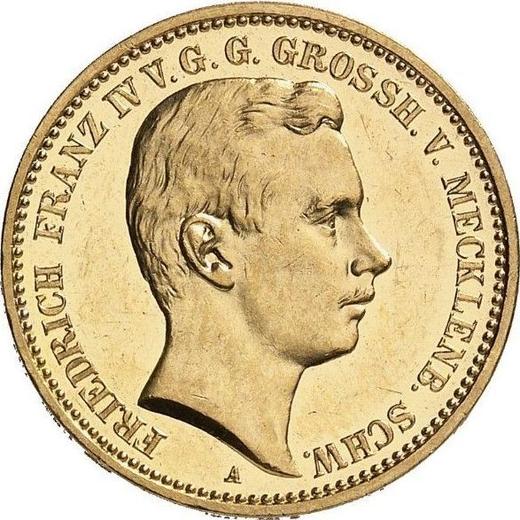 Awers monety - 20 marek 1901 A "Meklemburgii-Schwerin" - cena złotej monety - Niemcy, Cesarstwo Niemieckie