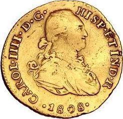 Awers monety - 1 escudo 1808 JP - cena złotej monety - Peru, Karol IV