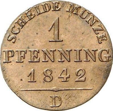 Реверс монеты - 1 пфенниг 1842 года D - цена  монеты - Пруссия, Фридрих Вильгельм IV