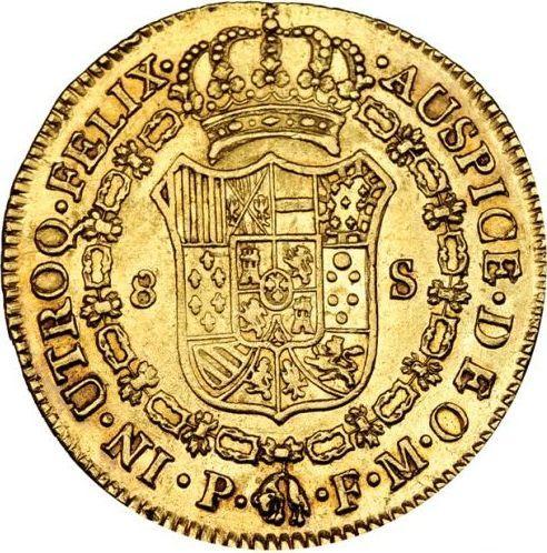 Реверс монеты - 8 эскудо 1816 года P FM - цена золотой монеты - Колумбия, Фердинанд VII