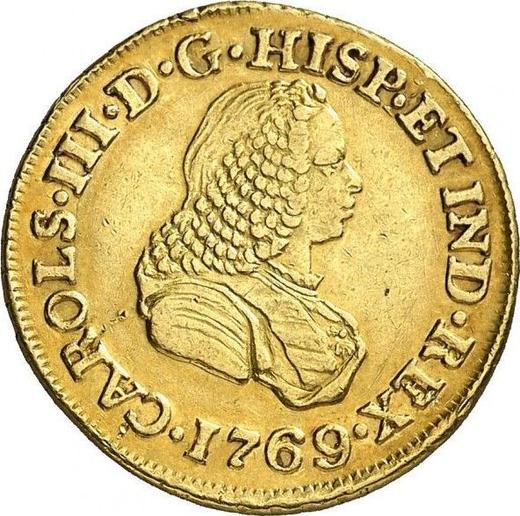 Аверс монеты - 2 эскудо 1769 года PN J "Тип 1760-1771" - цена золотой монеты - Колумбия, Карл III