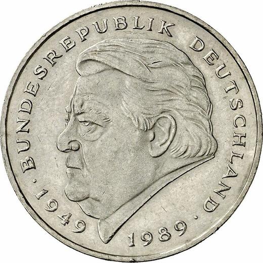 Аверс монеты - 2 марки 1992 года G "Франц Йозеф Штраус" - цена  монеты - Германия, ФРГ
