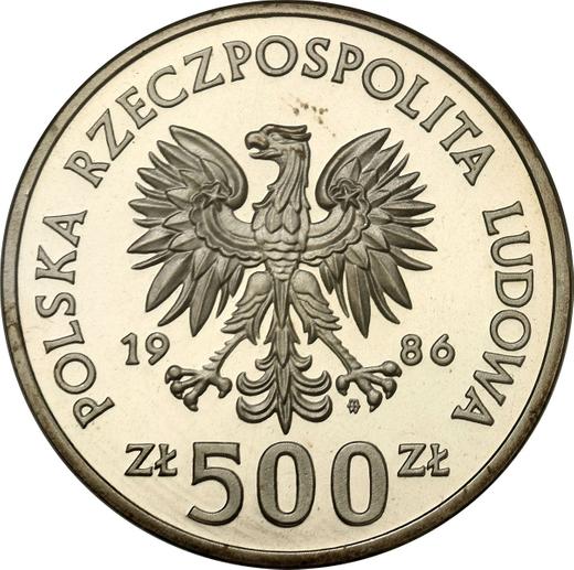 Avers 500 Zlotych 1986 MW SW "König Władysław I. Ellenlang" Silber - Silbermünze Wert - Polen, Volksrepublik Polen