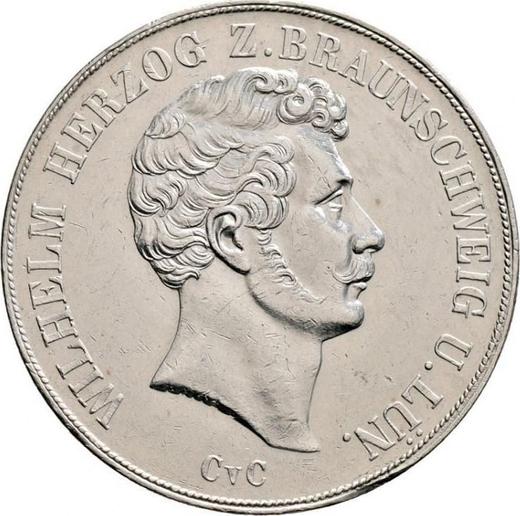 Аверс монеты - 2 талера 1844 года CvC - цена серебряной монеты - Брауншвейг-Вольфенбюттель, Вильгельм