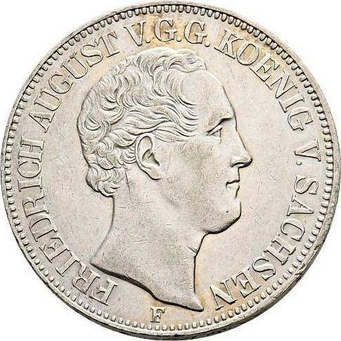 Аверс монеты - Талер 1845 года F "Горный" - цена серебряной монеты - Саксония-Альбертина, Фридрих Август II