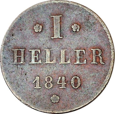 Реверс монеты - Геллер 1840 года - цена  монеты - Гессен-Дармштадт, Людвиг II