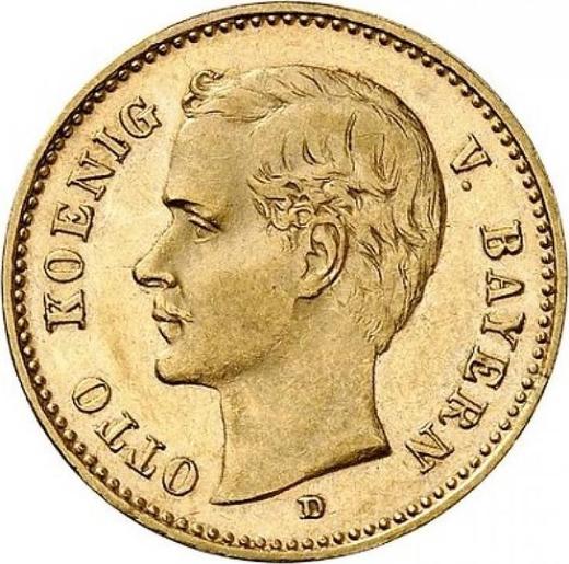 Аверс монеты - 10 марок 1909 года D "Бавария" - цена золотой монеты - Германия, Германская Империя