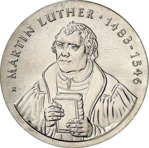 Аверс монеты - 20 марок 1983 года "Мартин Лютер" - цена серебряной монеты - Германия, ГДР