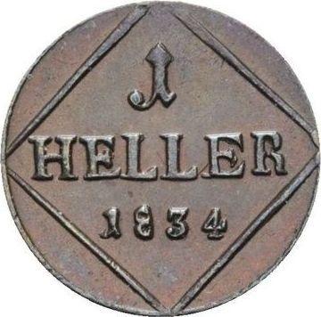 Rewers monety - 1 halerz 1834 - cena  monety - Bawaria, Ludwik I