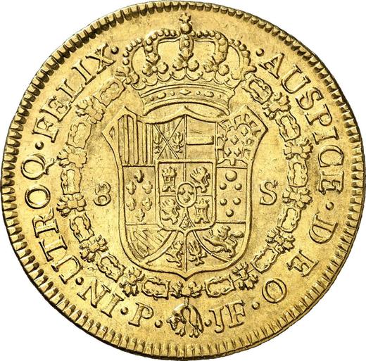 Revers 8 Escudos 1815 P JF - Goldmünze Wert - Kolumbien, Ferdinand VII