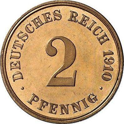 Anverso 2 Pfennige 1910 J "Tipo 1904-1916" - valor de la moneda  - Alemania, Imperio alemán