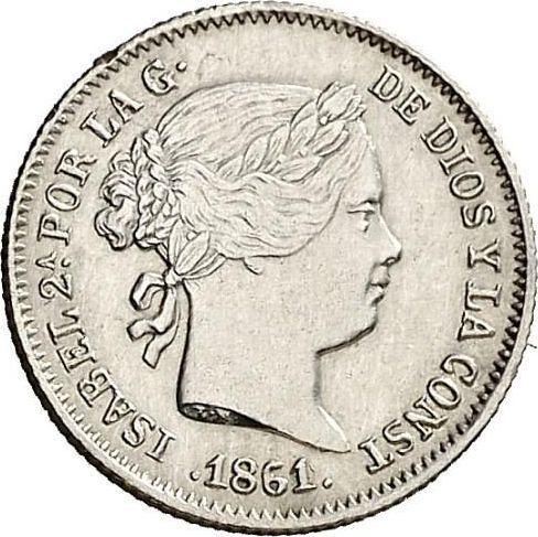 Аверс монеты - 1 реал 1861 года Восьмиконечные звёзды - цена серебряной монеты - Испания, Изабелла II