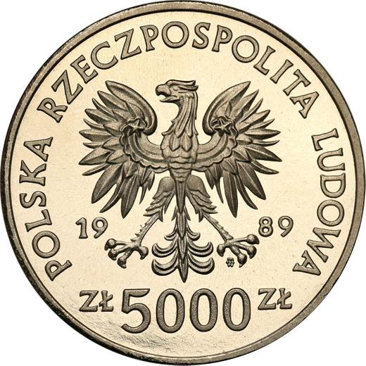 Awers monety - PRÓBA 5000 złotych 1989 MW SW "Wladyslaw II Jagiełło" Nikiel Półpostać - cena  monety - Polska, PRL