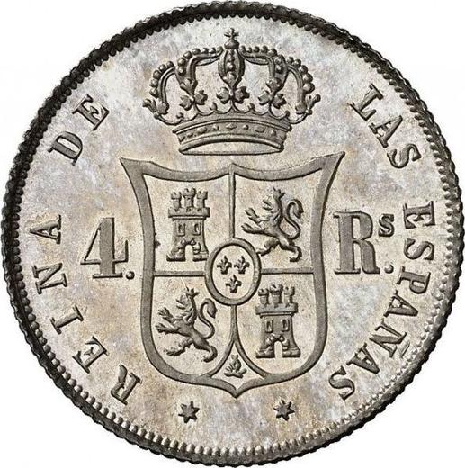 Reverso 4 reales 1855 Estrellas de seis puntas - valor de la moneda de plata - España, Isabel II
