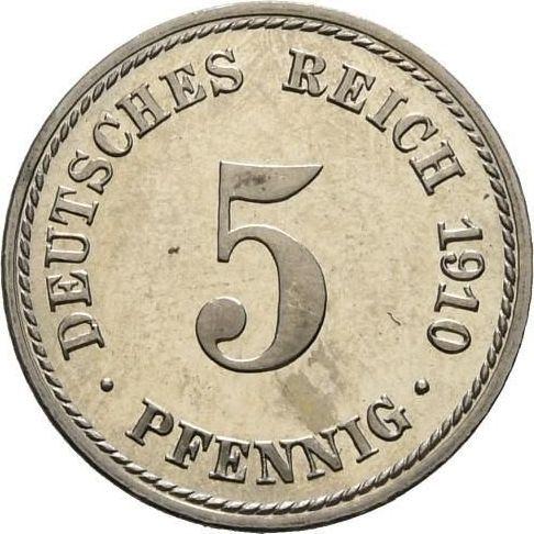 Anverso 5 Pfennige 1910 A "Tipo 1890-1915" - valor de la moneda  - Alemania, Imperio alemán